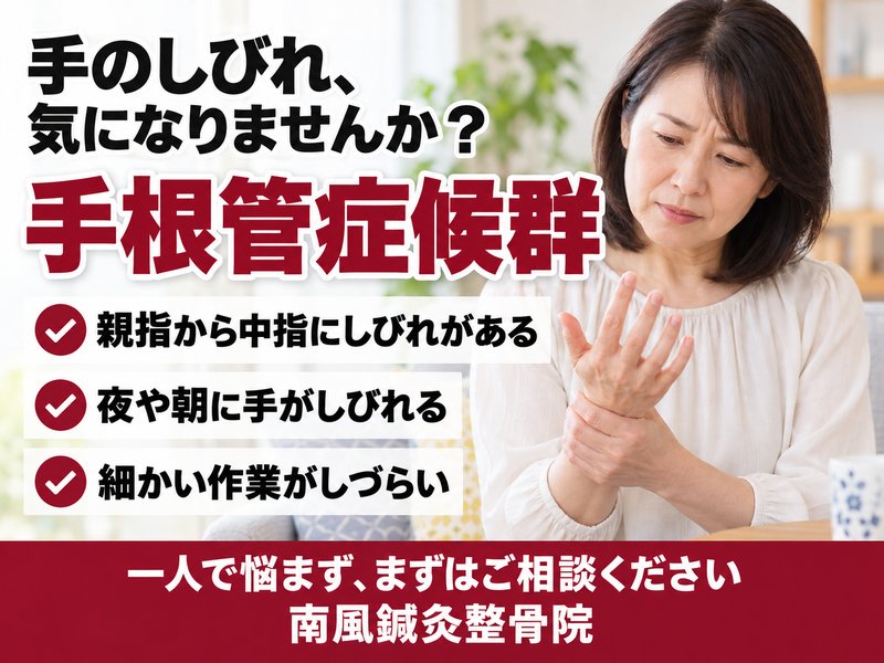 手根管症候群でお悩みの方へ|宇部市の南風鍼灸整骨院